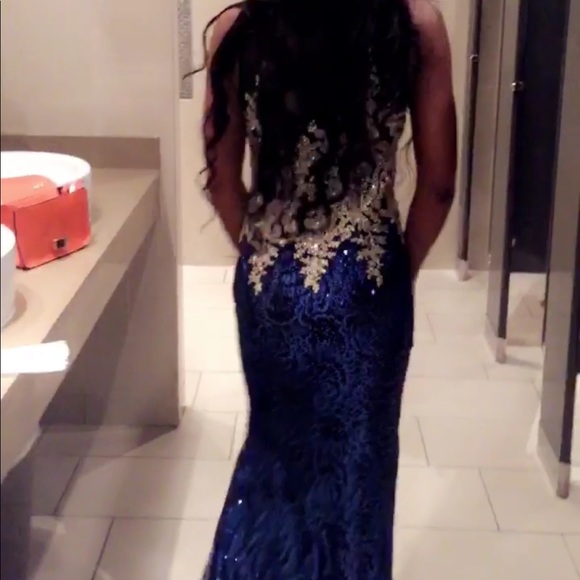 Charming Royal blue Mermaid Prom Dress - Picture 3 of 4